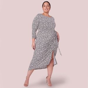 New Floral Dress With Tags Sleeved Dress W Rouched Slit